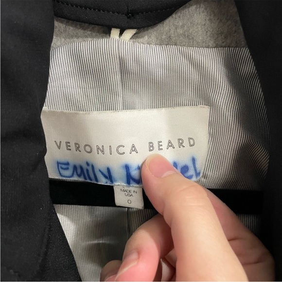 Veronica Beard coat felted wool cashmere bomber jacket gray black scuba Dickey - Picture 3 of 9